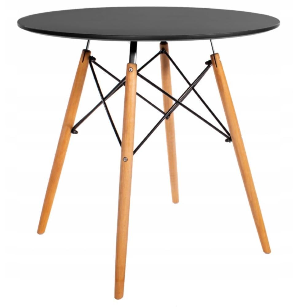 Обеденный стол Bonro В-957-800 круглый на деревянных ножках из бука 80 см Черный (132-76-41300024)