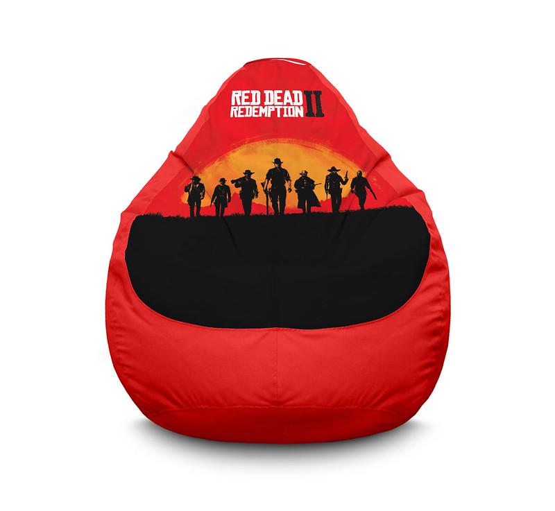 Кресло мешок iPuff RDR 2 Van der Linde gang and sunset Оксфорд XXXL 100х135 см Красный