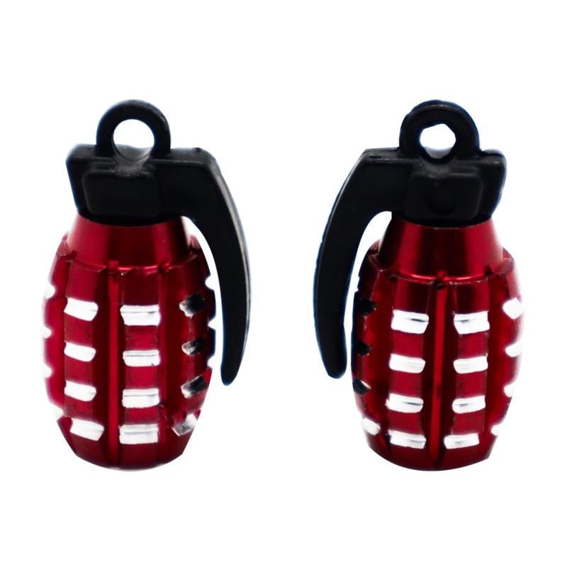 Набор колпачков на ниппель SUNROZ Caps Лимонка для велосипеда/скутера/мотоцикла 2 шт. Red/Silver (A67338-2)