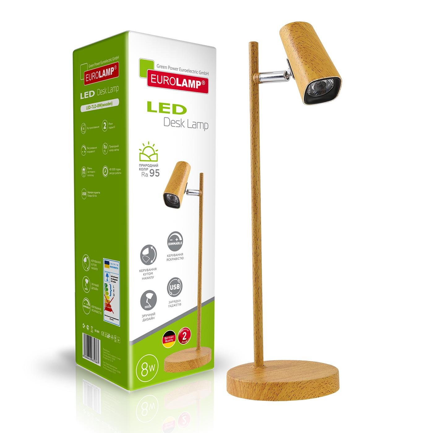 Світильник настільний Eurolamp LED Dimmable Wooden 8W 5000K (12944902) - фото 1