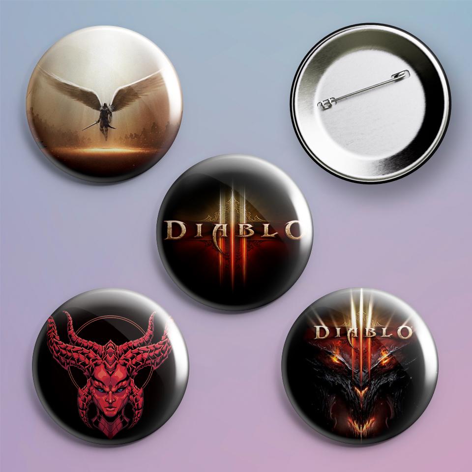 Значки на рюкзак с принтом игры Diablo III 4 шт.