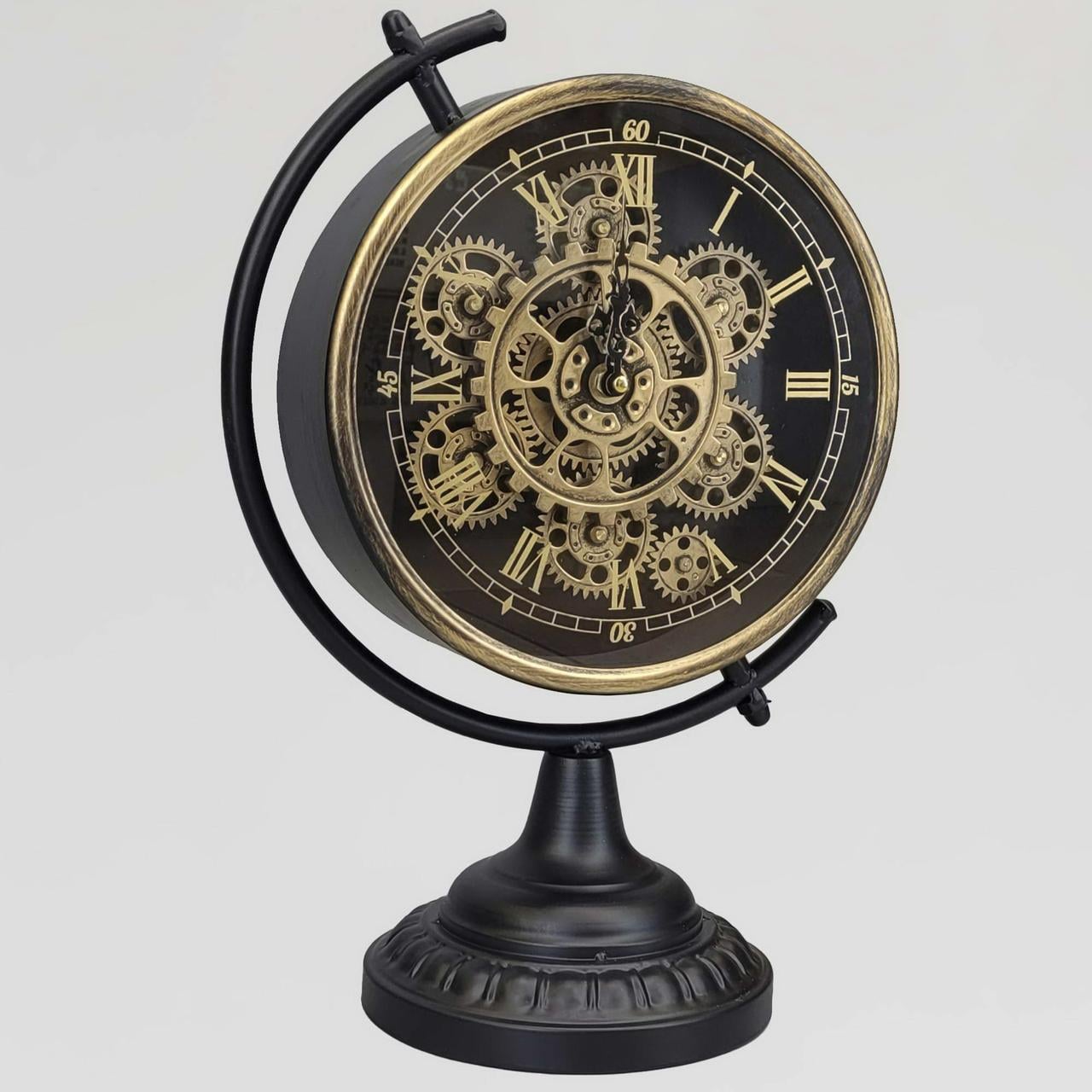 Годинник настільний безшумний OV-0077 43х30 см металевий з відкритими шестернями/колещатками під старину (2861666972)