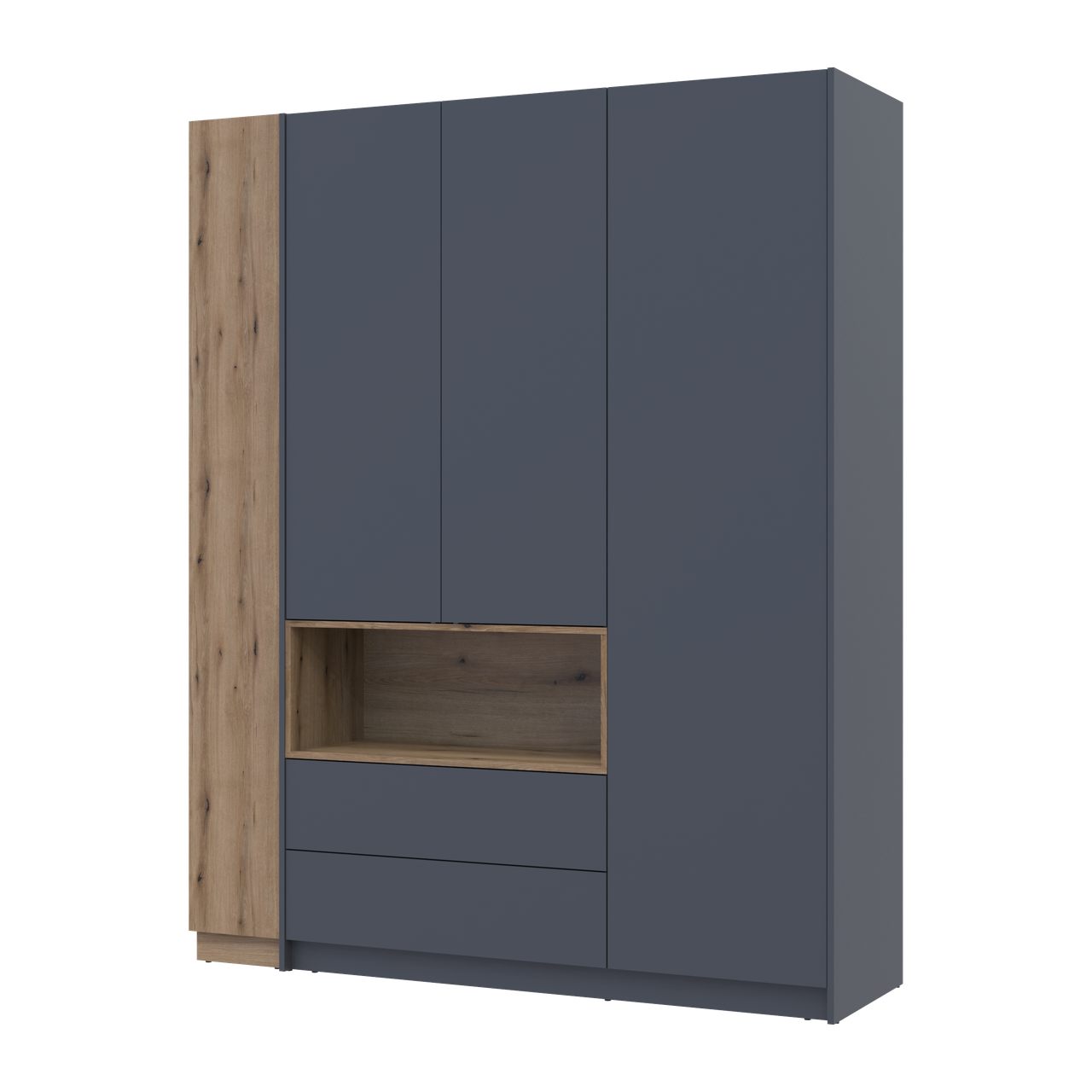 Шафа для одягу з нішею та етажеркою Doros Дейл 3 ДСП 178х52х220 см Графітовий/Дуб см Евок (42005156)