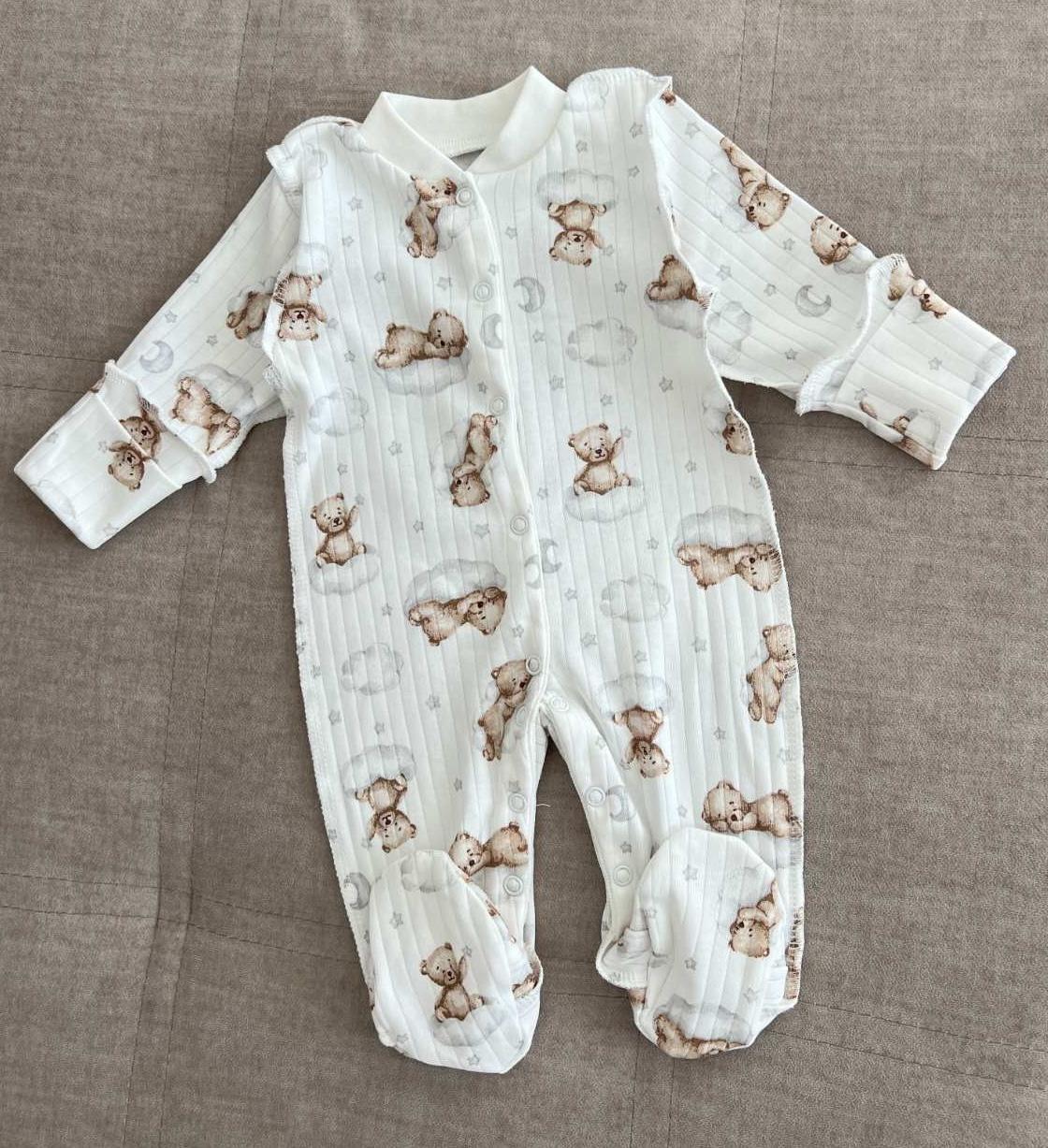 Пижама RoyalBaby Медвежонок на облачке интерлок р. 56 Белый (143870-19294)