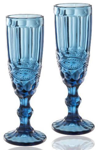 Набор бокалов Elodia Винтаж для шампанского из кобальтового стекла 6 шт. 180 мл
