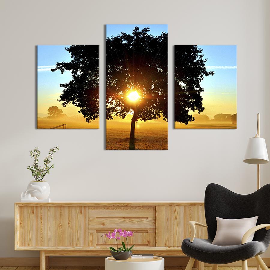 Модульная картина на холсте Триптих Яркое солнце в кроне дерева 141x90 см (557-32)