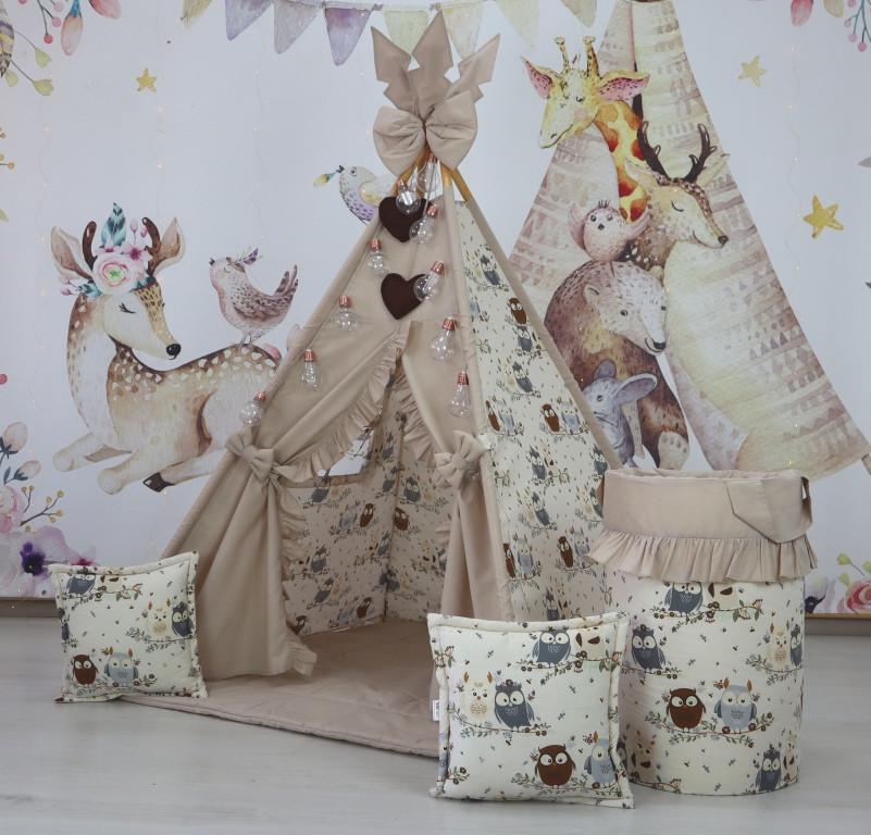 Вігвам дитячий для дівчинки Совуня з матрацом і подушками з кошиком для білизни - фото 2 Вігвам дитячий для дівчинки Совуня з матрацом і подушками з кошиком для білизни - фото 2