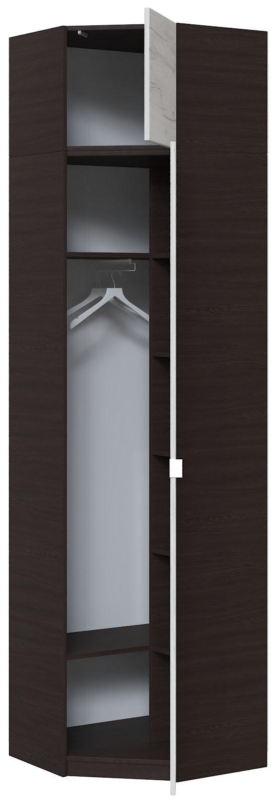 Шкаф угловой с зеркалом Мастер Форм Тетрис 620х376х2400 мм Венге магия/Дуб крафт белый (31916) - фото 2