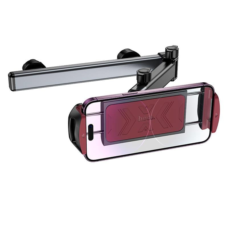 Держатель для телефонов в машину с зажимным механизмом Hoco H69 для смартфонов и планшетов 4,5-13" на подголовник Черно-красный (631988) - фото 2