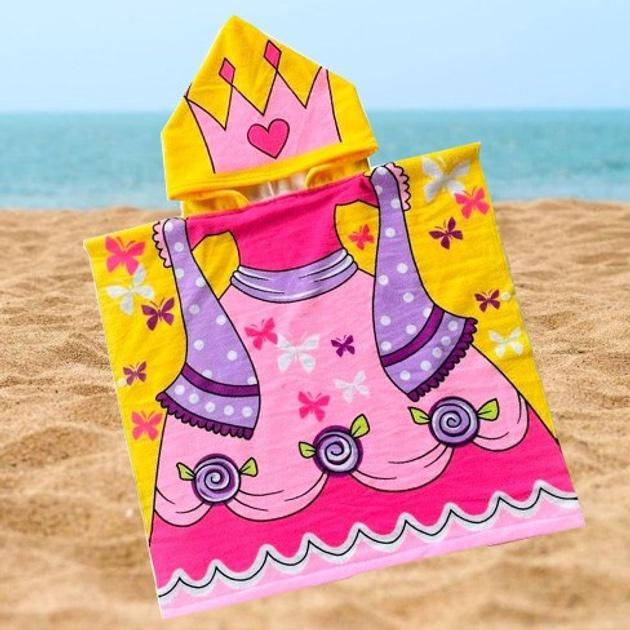 Полотенце-пончо детское пляжное Koloco с капюшоном для девочки 60х60х20 см Принцесса (26993903)