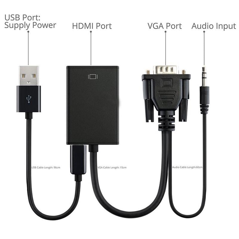 Перехідник-конвертер 4Sport VGA - HDMI 0,2 м Black (CC-VATHA-B) - фото 2