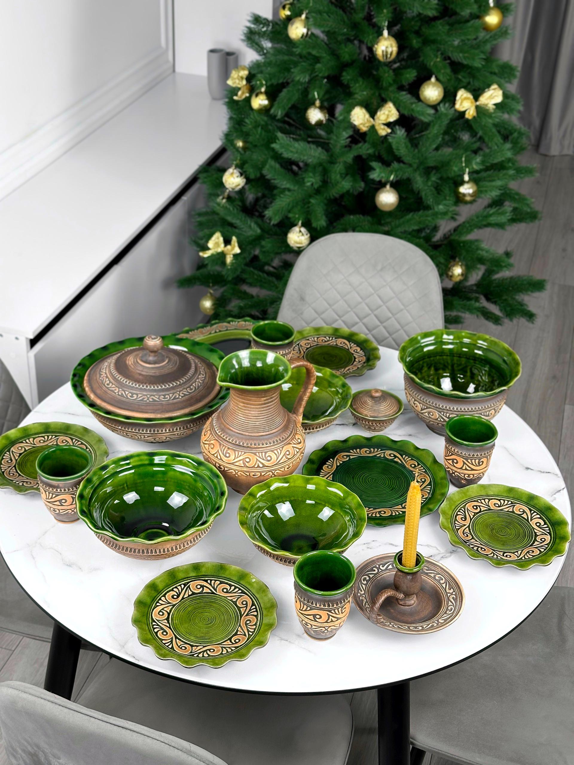 Набор глиняной посуды Рождество на 4 человек Гражда Коричневый (17019-41) - фото 1