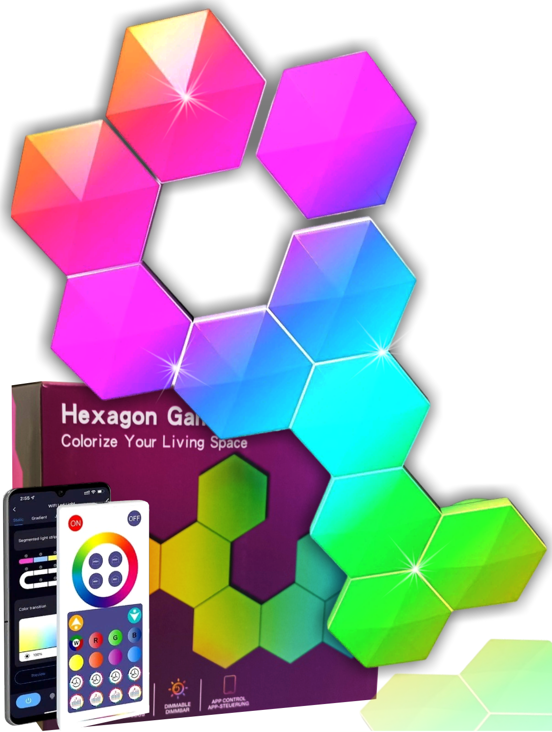 Світильник модульний неоновий Tuya Smart Light G01 RGB WiFi 2700-6500 K 10 шт. Color/White (801795) - фото 2