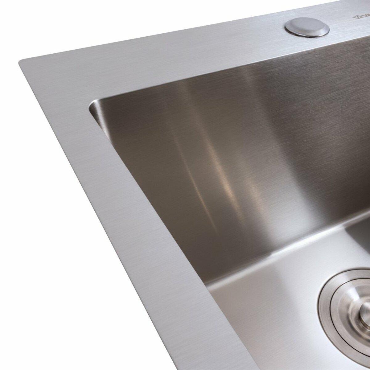 Мийка для кухні Valeso нержавіюча сталь 45х45 см/сифон круглий 3,0/0,8 мм (12222) - фото 4 Мийка для кухні Valeso нержавіюча сталь 45х45 см/сифон круглий 3,0/0,8 мм (12222) - фото 4