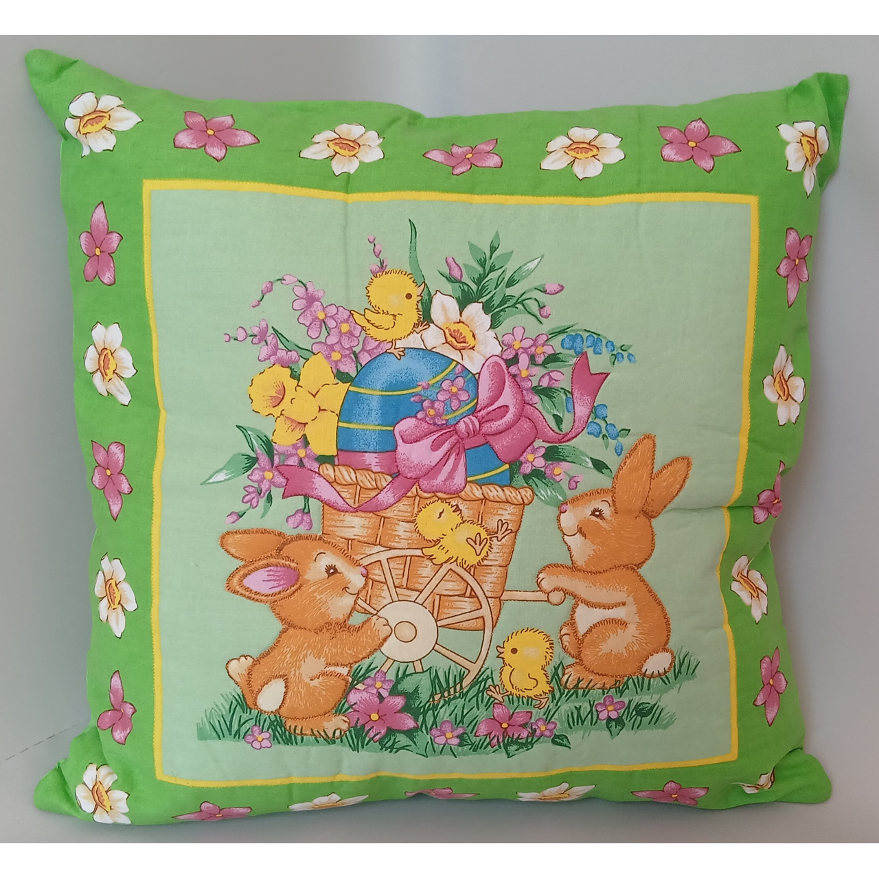 Наволочка детская хлопковая Кролики с коляской 40х40 см (1_1933_16)