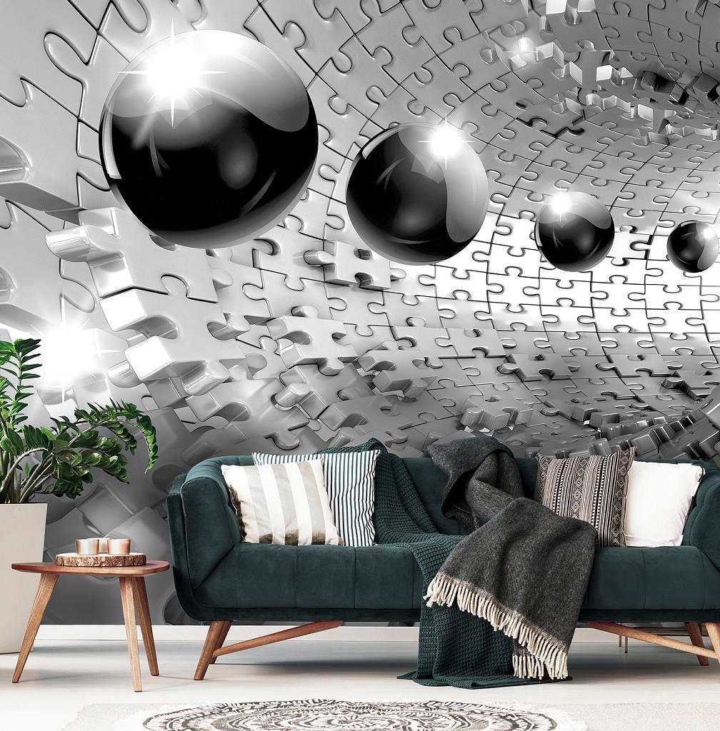 Фотообои флизелиновые 3D Consalnet Серые шары в тоннеле 416х254 см (13595VEXXXL)