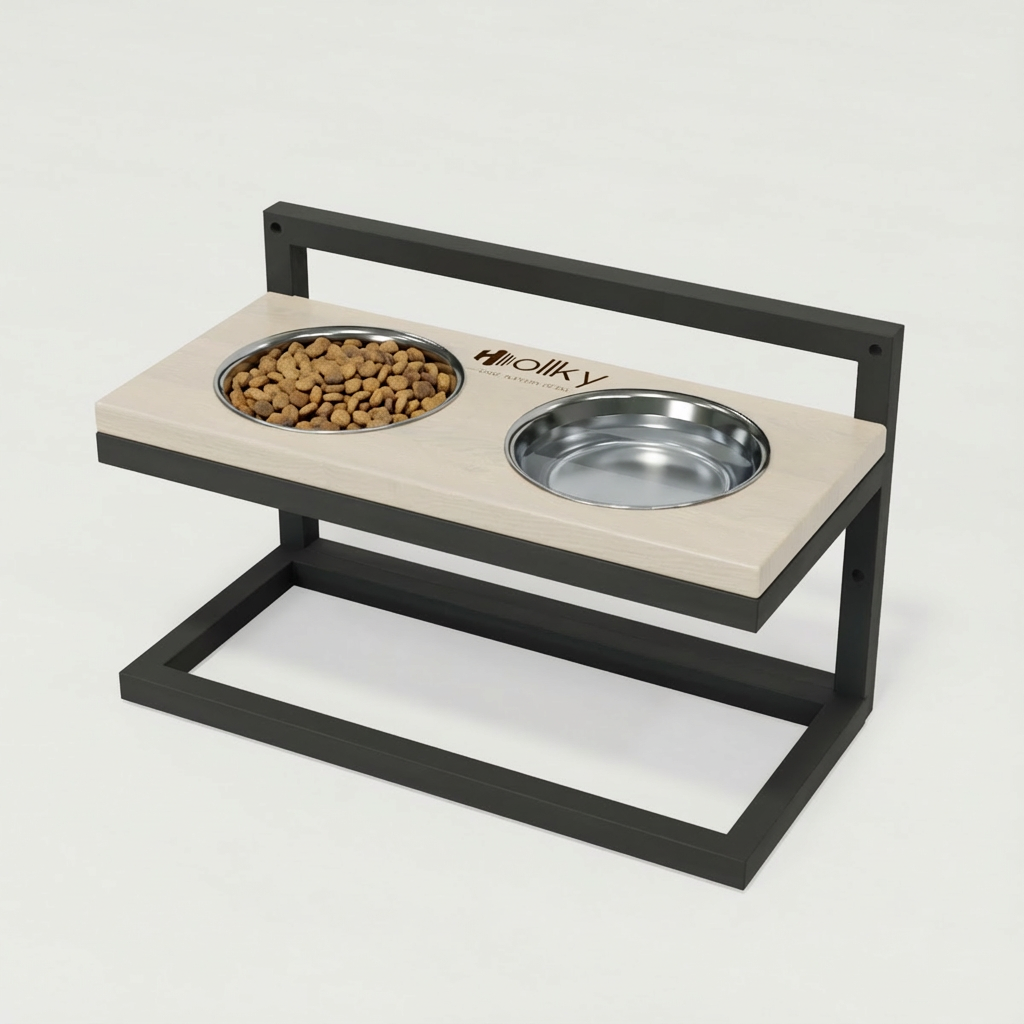 Миски на регульованій підставці для маленьких собак Hollky Flex S 2х0,45 л (FS-422523-GRWH) - фото 2 Миски на регульованій підставці для маленьких собак Hollky Flex S 2х0,45 л (FS-422523-GRWH) - фото 2