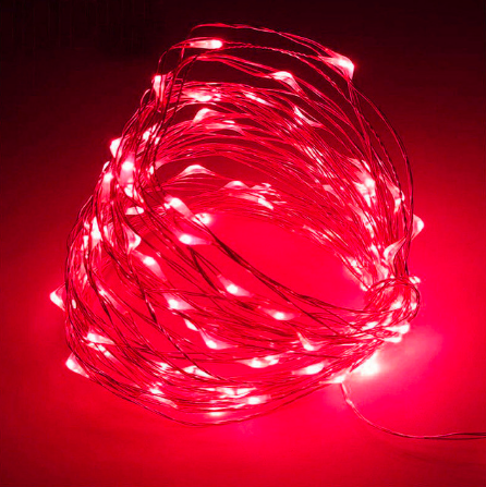 Гирлянда светодиодная нить Капля Росы 10 м 100 LED на батарейках Красный (1047225486) Гирлянда светодиодная нить Капля Росы 10 м 100 LED на батарейках Красный (1047225486)