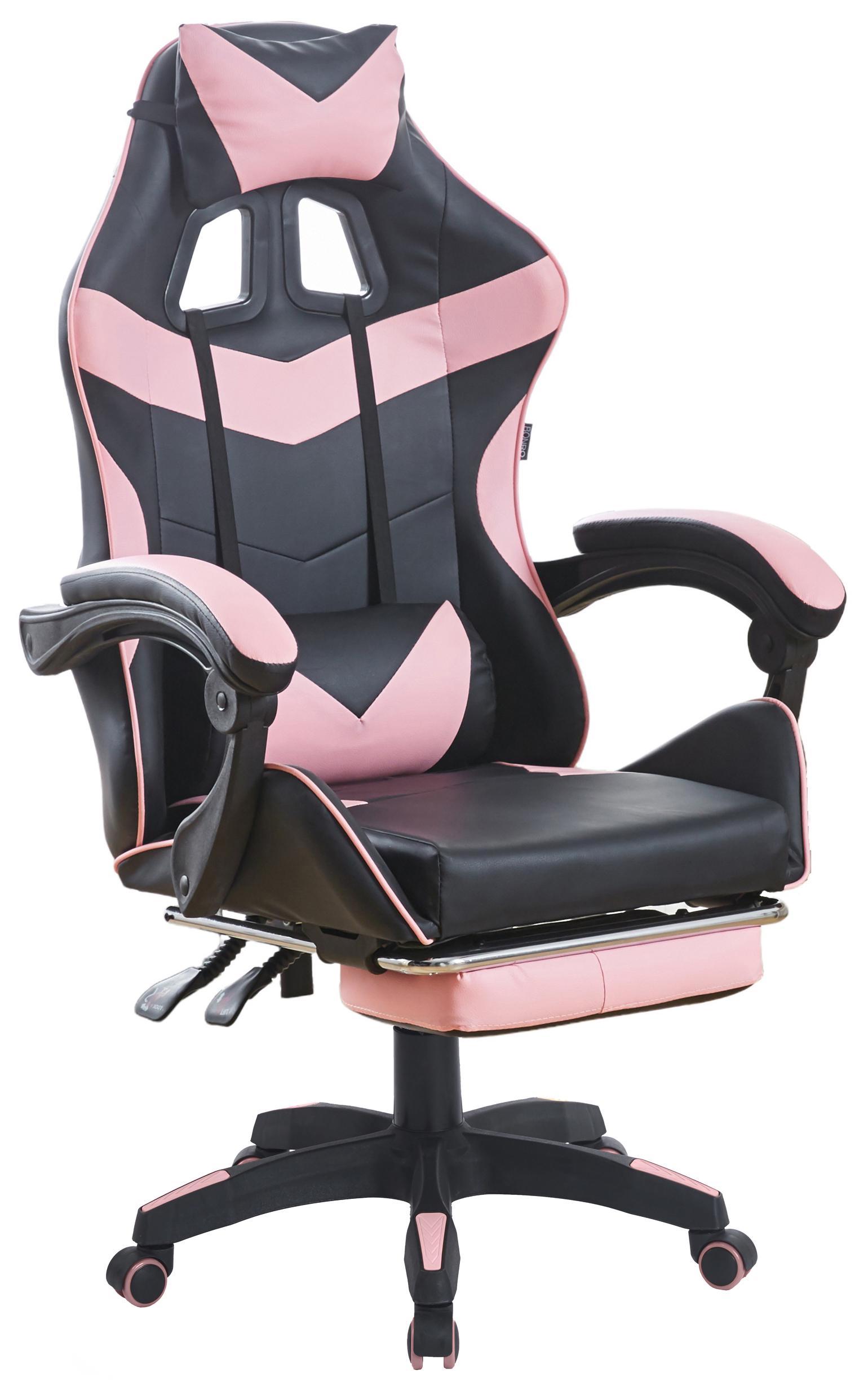 Кресло геймерское Bonro B-810 с подставкой для ног Розовый/Черный (42400284)