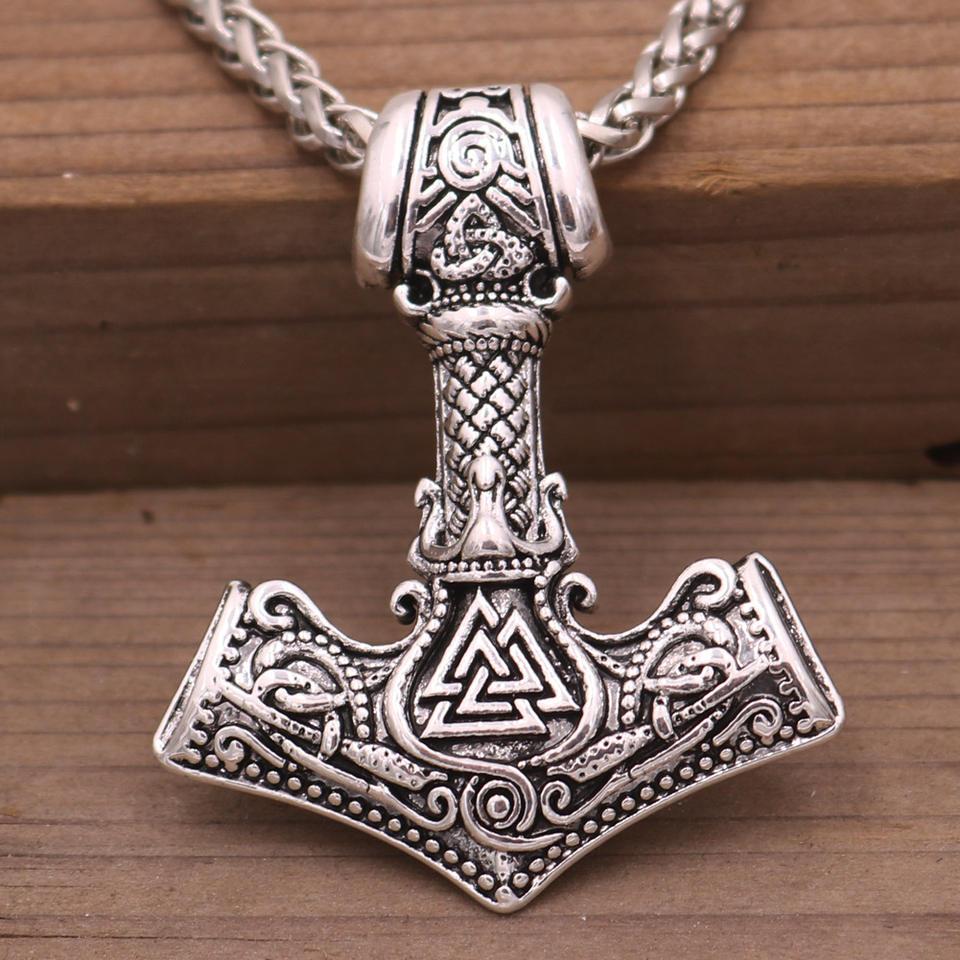 Подвеска-амулет Viking в скандинавском стиле Молот Тора Мьельник 34х46 мм Silver - фото 5