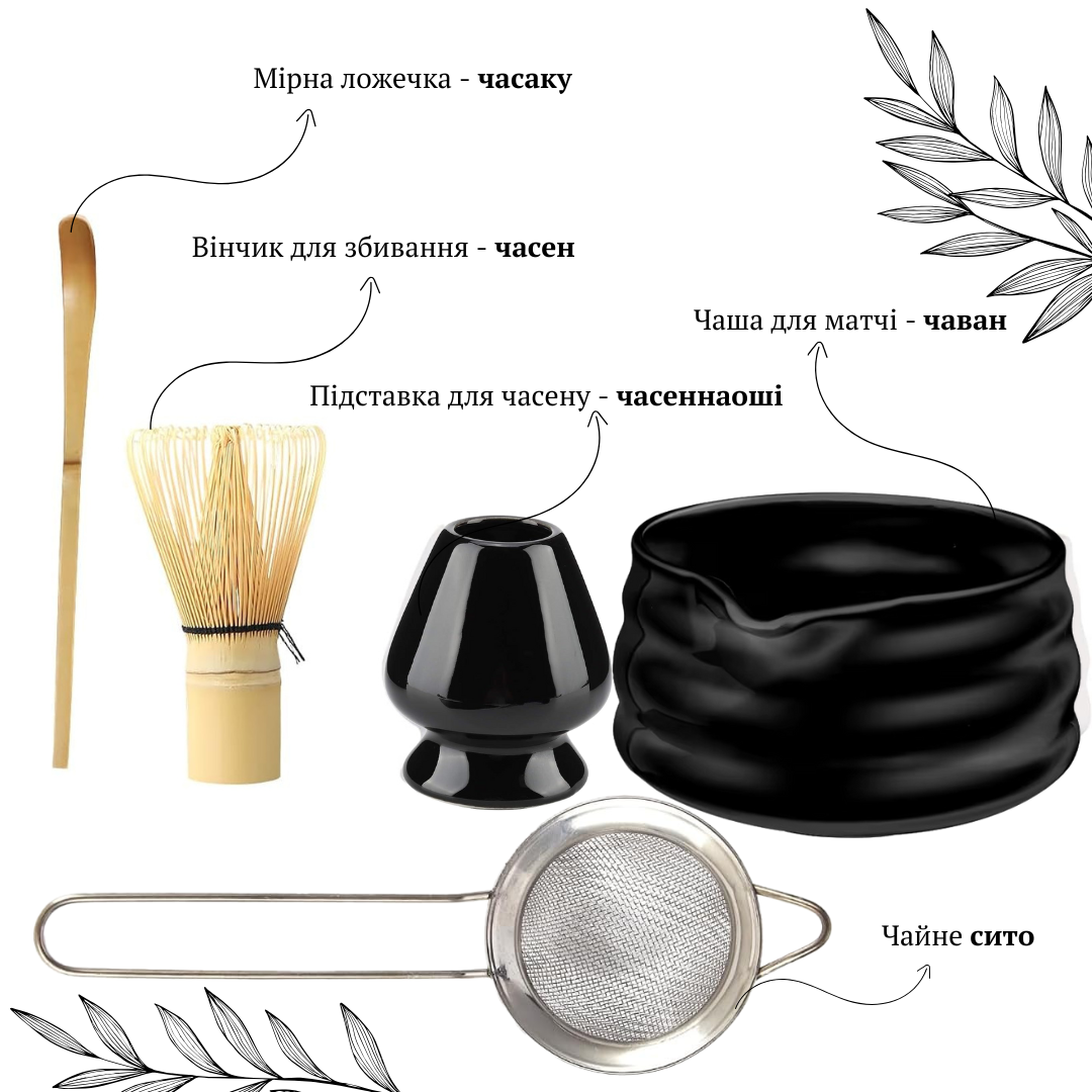 Набор аксессуаров для приготовления матчи 5 предметов Black (2508624667) - фото 3