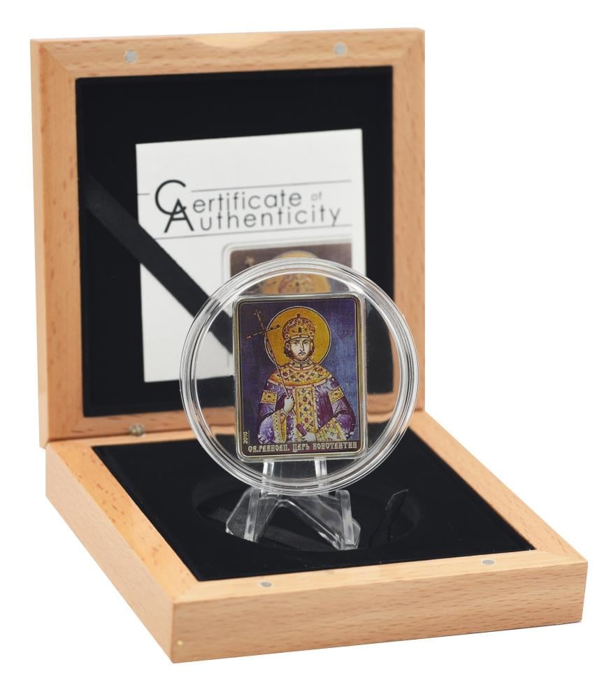 Коллекционная монета Острова Кука 5 долларов 2010 Серебро Proof Монета имени Константин-Святой царь Константин (М20563)