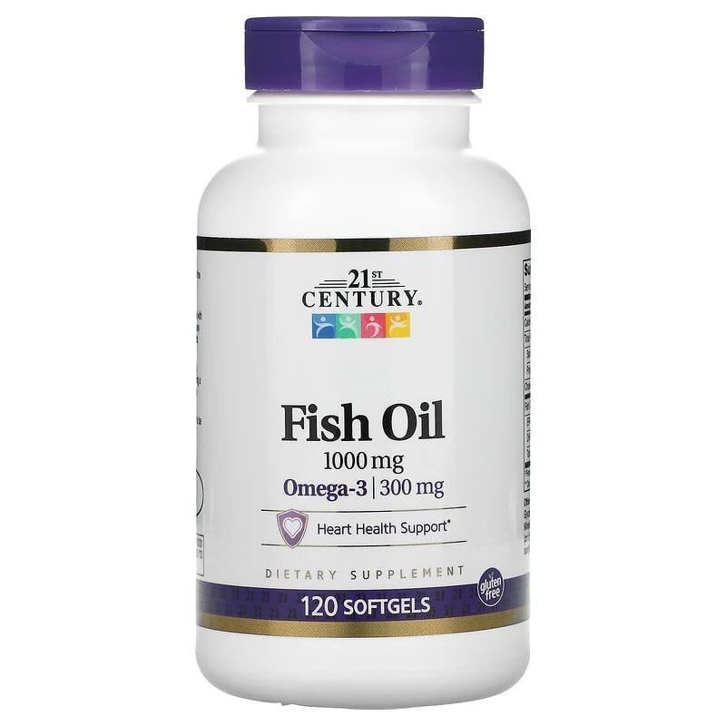 Омега 3 21st Century Fish Oil поддержка здоровья сердца 120 мягких желатиновых капс. 1000 мг