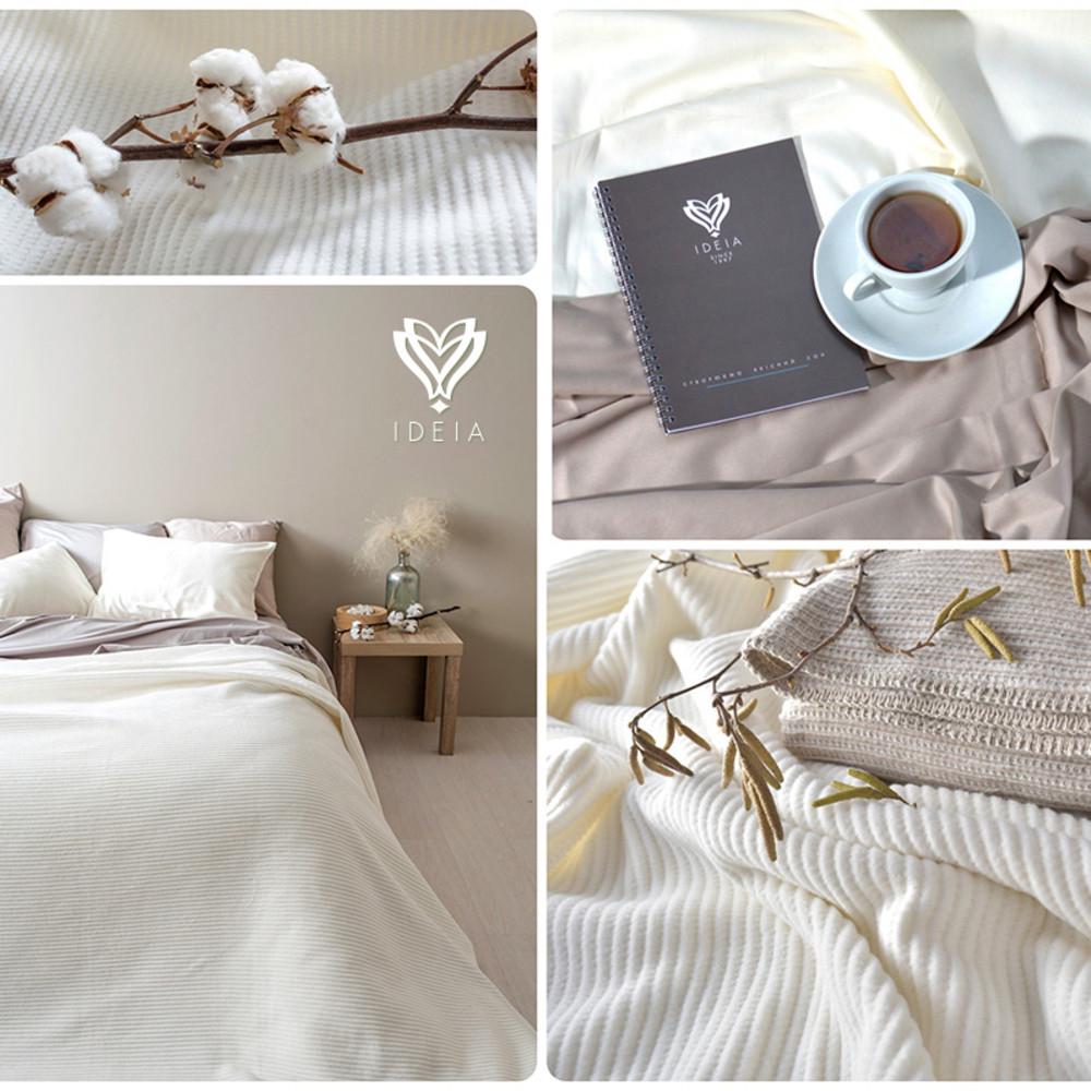 Плед покрывало IDEIA Adina хлопок 200x220 см 400 гр/м2 Молочный (23390) - фото 8