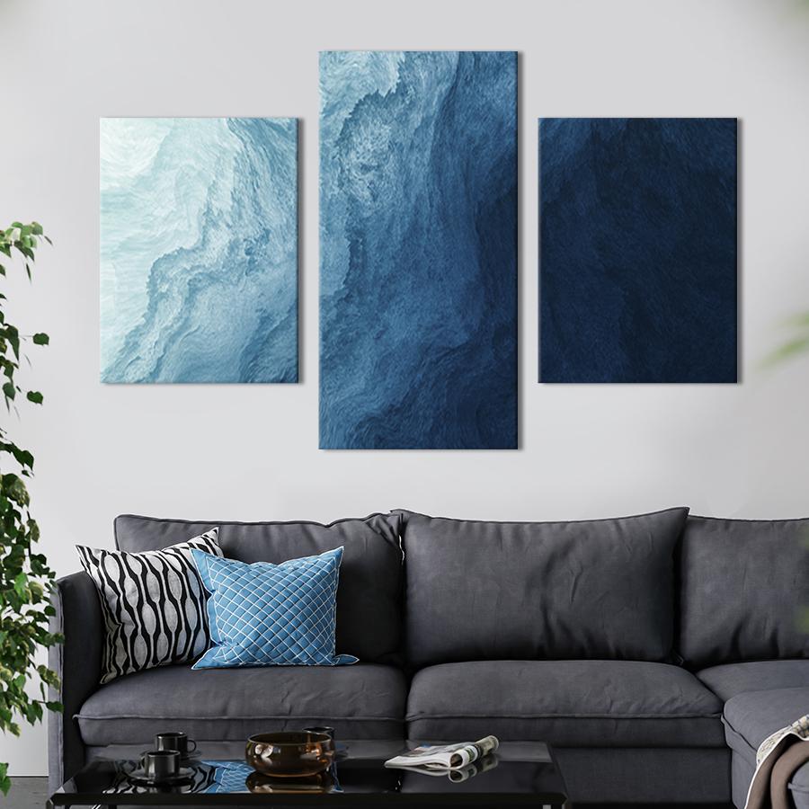 Картина для интерьера Абстракция морская синяя гладь 96x60 см (58-32)