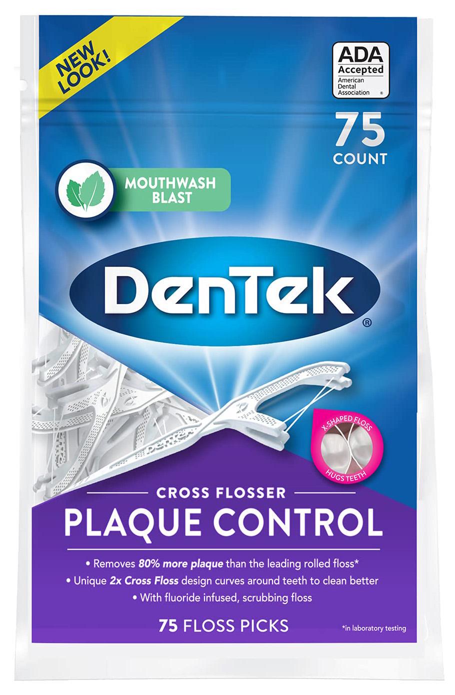 Флосс-зубочистки DenTek Перекрестная очистка Контроль зубного налета 75 шт. (7027)