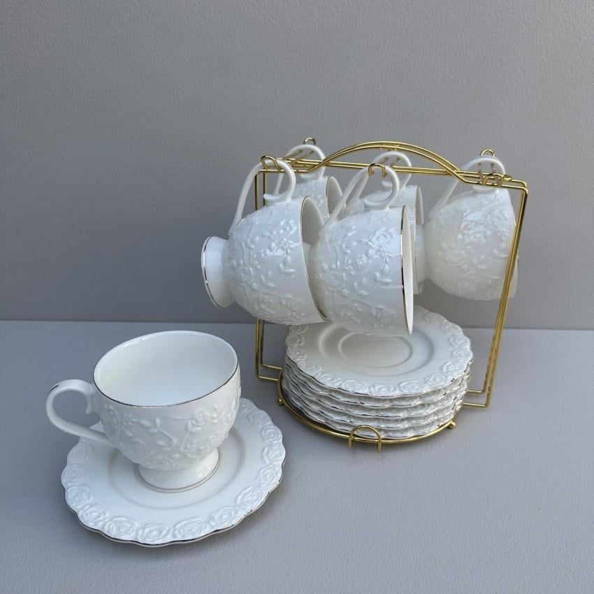 Сервіз для чаю S&T порцеляновий на металевій стійці 12 предметів Перліта чашка 260 мл/блюдце 14,3 см (2758429120) - фото 4 Сервіз для чаю S&T порцеляновий на металевій стійці 12 предметів Перліта чашка 260 мл/блюдце 14,3 см (2758429120) - фото 4