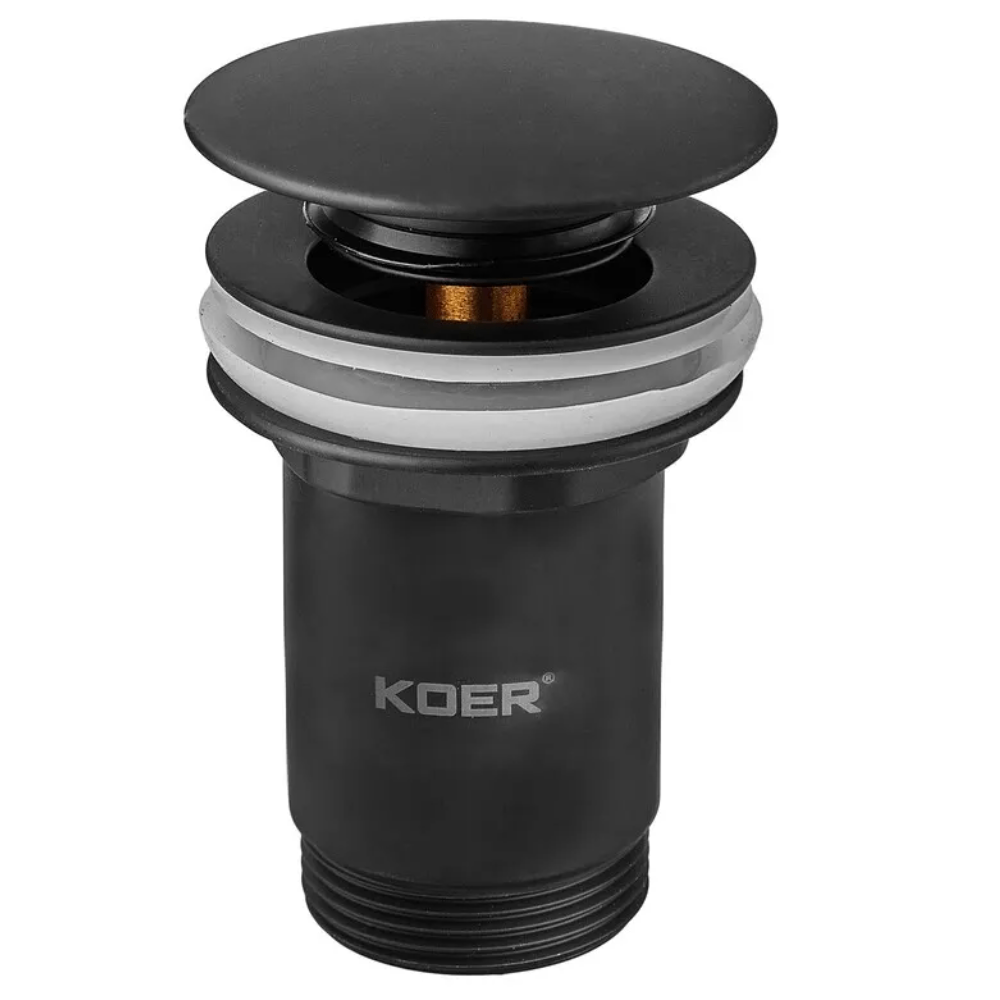 Клапан донный KOER PW-08-05 1 1/4'' Сlick-Сlack для умывальника Черный матовый (KR5789)