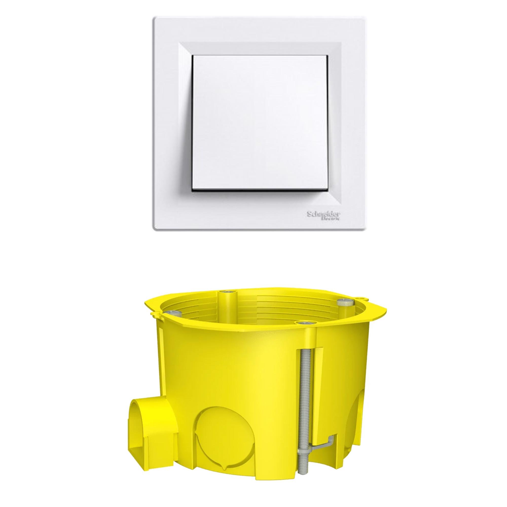 Вимикач Schneider Electric Asfora EPH0100121 1-й з коробкою для гіпсокартону і шурупами MB002 PLANK Білий (231341) Вимикач Schneider Electric Asfora EPH0100121 1-й з коробкою для гіпсокартону і шурупами MB002 PLANK Білий (231341)