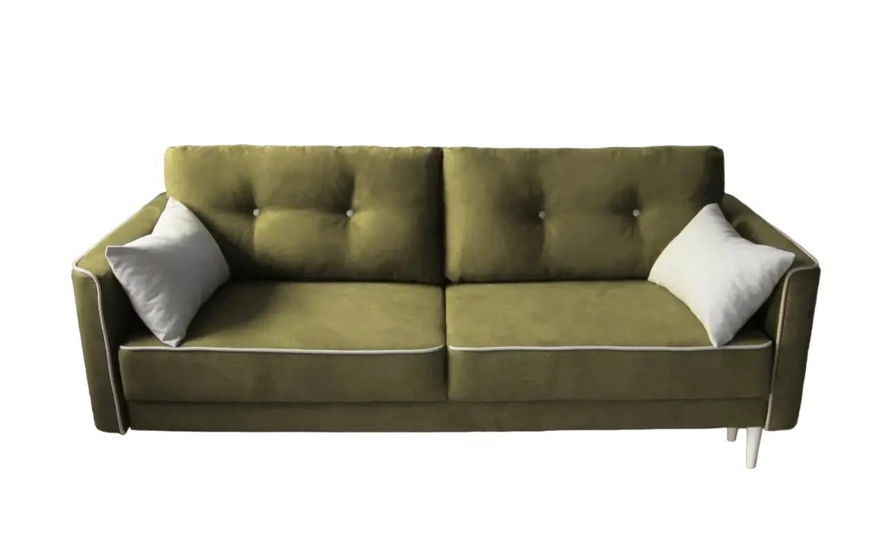 Диван раскладной Галичина Купер Шик ортопедический натуральное дерево/текстиль Оливковый