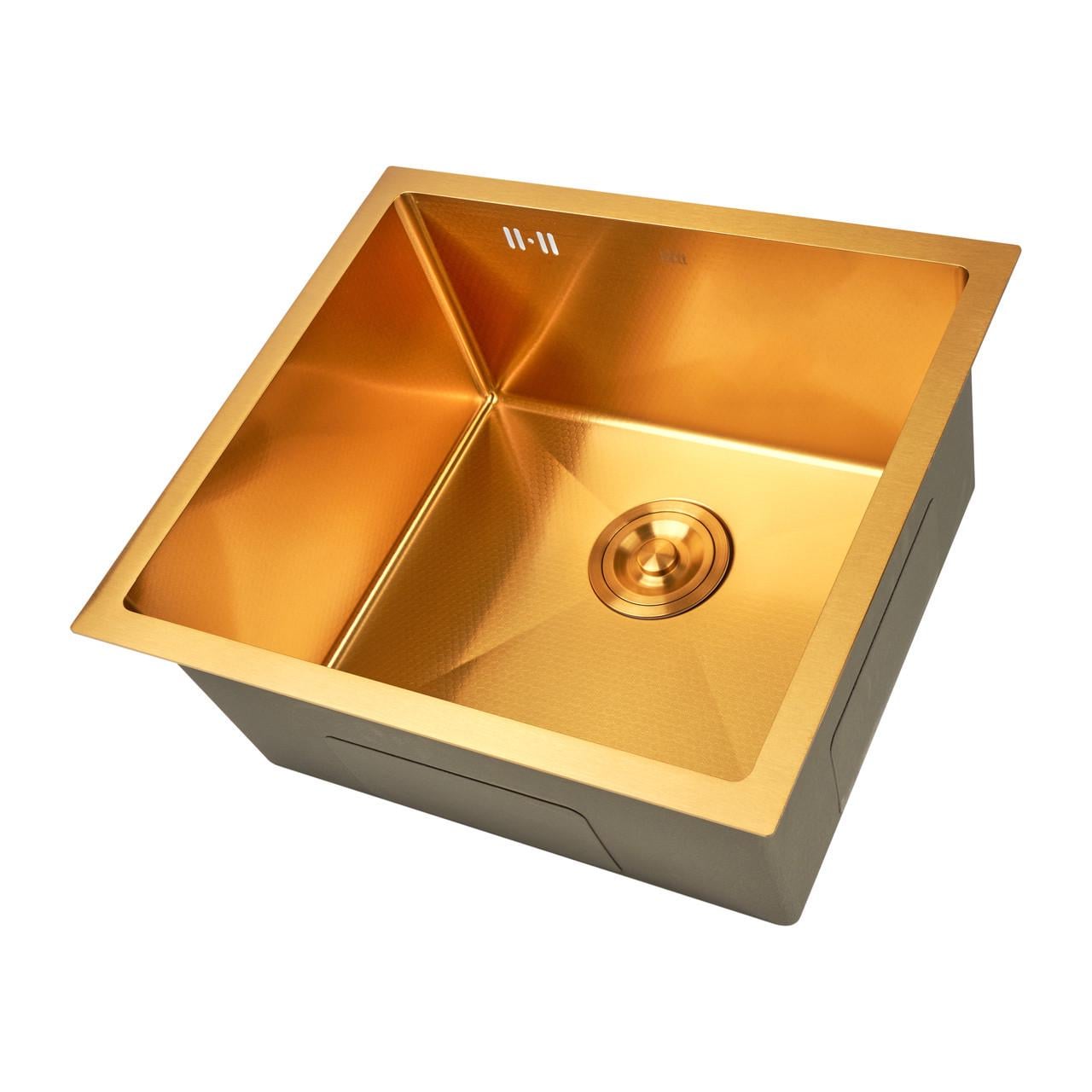 Мийка для кухні під стільницю Nett NGS-5045 з неіржавким декором Золотий (2999642967)