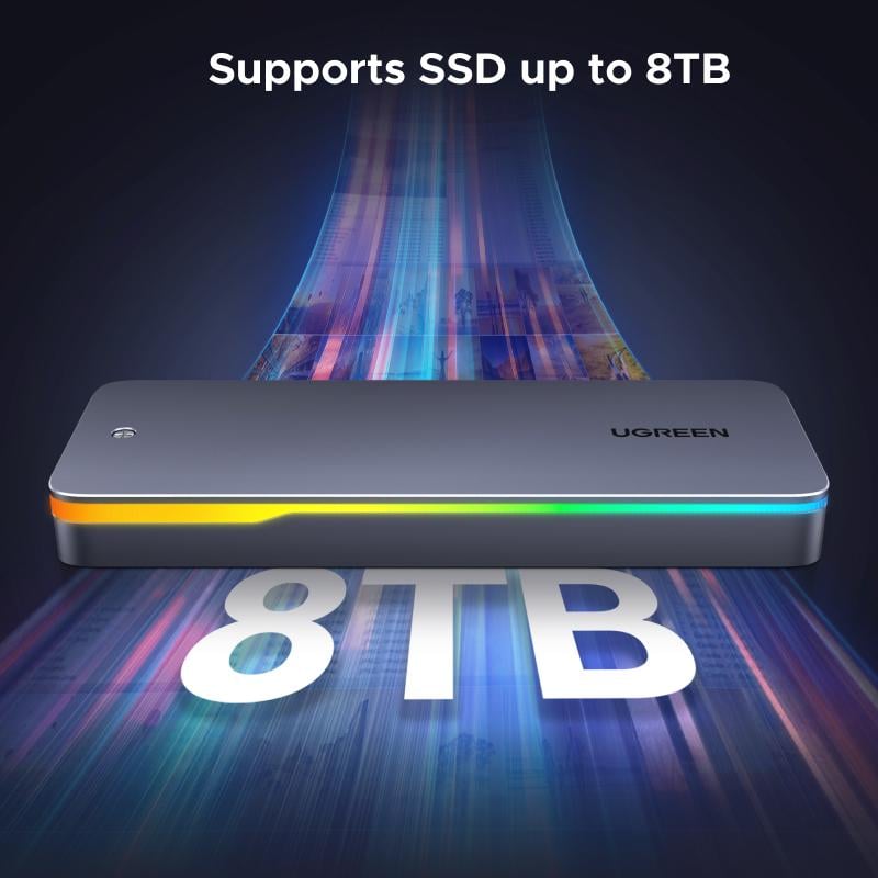 Карман для жестких дисков внешний UGREEN CM777 20 Gbps M.2 NVMe to USB 3.2/Type-C Grey (25665) - фото 2