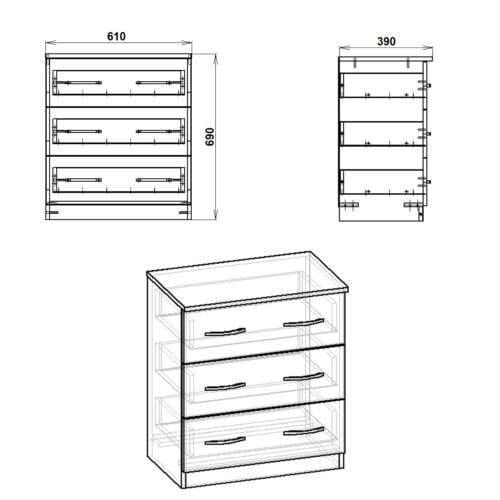 Комод Компаніт 3А з 3 висувними ящиками для білизни та речей 61x69x39 см Бук - фото 2