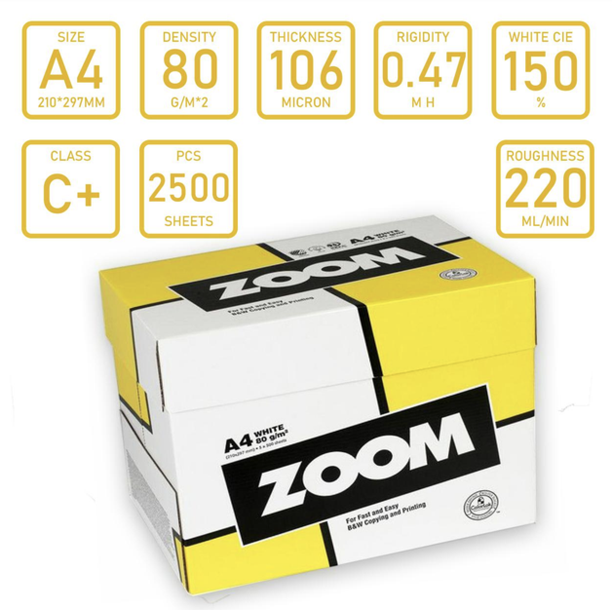 Папір офісний Zoom Stora Enso А4 80 г/м2 клас С+ 5 пакувань по 500 аркушів Білий (1.91) - фото 2