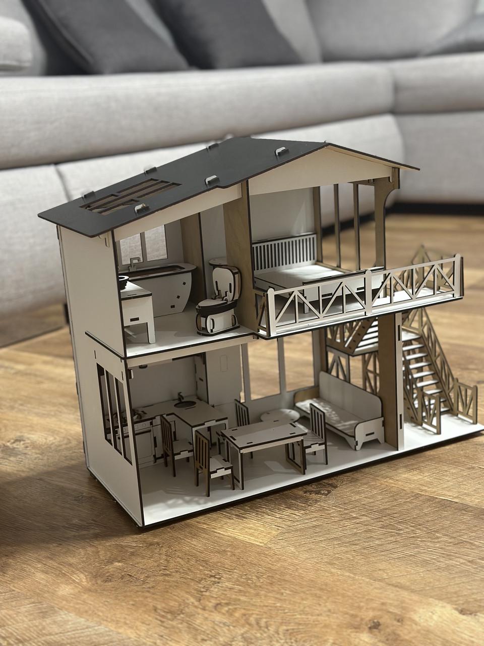 Конструктор-пазл детский Кукольный домик с балконом и лестницей деревянный (1777515643) - фото 2 Конструктор-пазл детский Кукольный домик с балконом и лестницей деревянный (1777515643) - фото 2