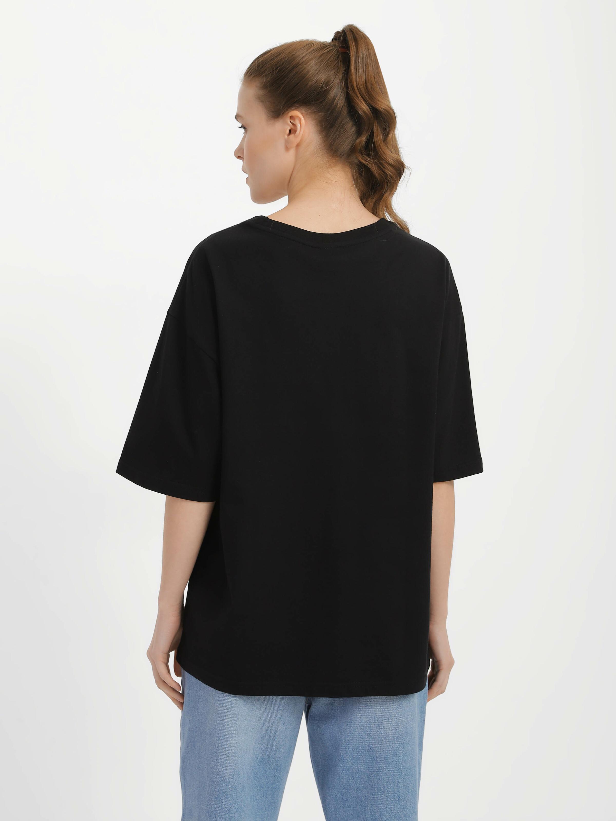 Футболка жіноча оверсайз ROZA 211204 XL Чорний (4824005676598) - фото 2 Футболка жіноча оверсайз ROZA 211204 XL Чорний (4824005676598) - фото 2