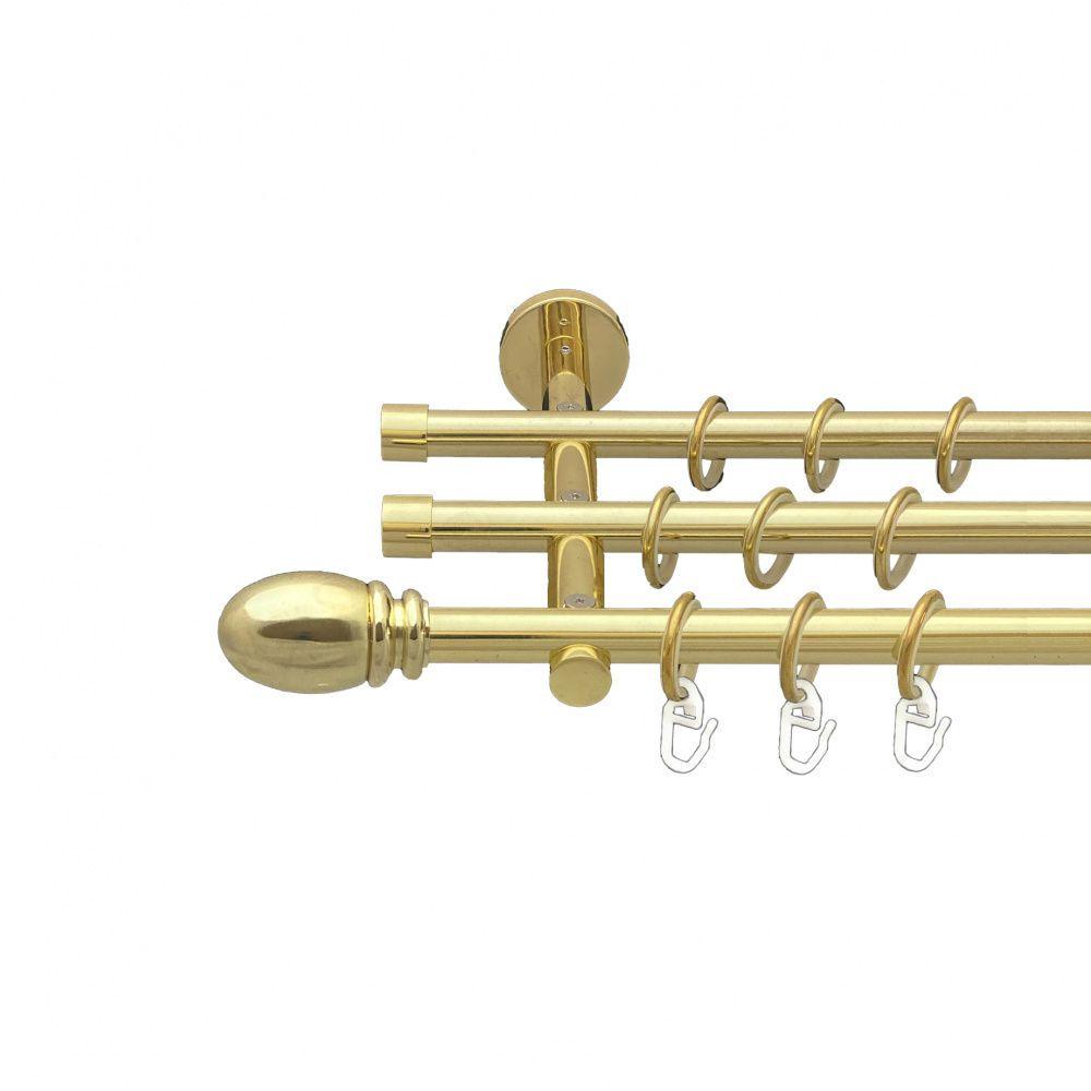 Карниз Orvit Билуно трехрядный гладкий 20 мм 300 см Золотой (00-00014642)