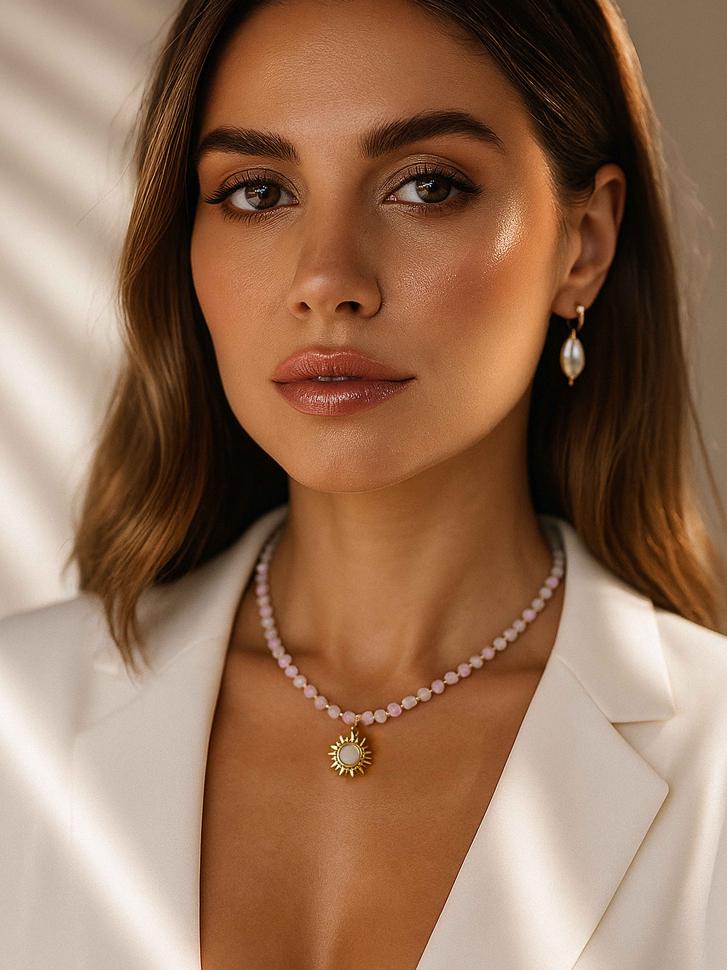 Чокер LeBijou із каміння з підвіскою Рожевий (5152)