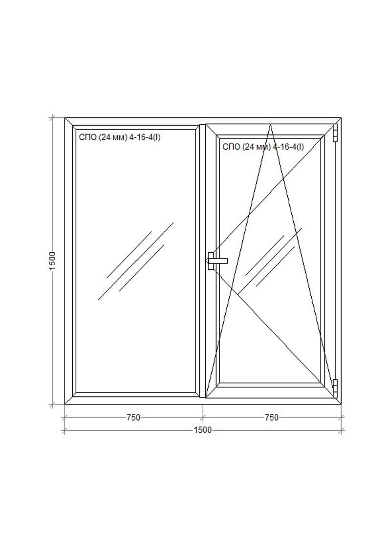 Вікно металопластикове WDS 5S поворотно-відкидне 1500х1500 мм - фото 3