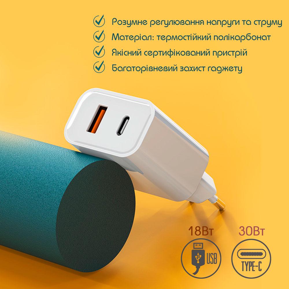 Зарядний пристрій для телефону USB/Type-C GS-W30A0933 30W (376452144) - фото 4