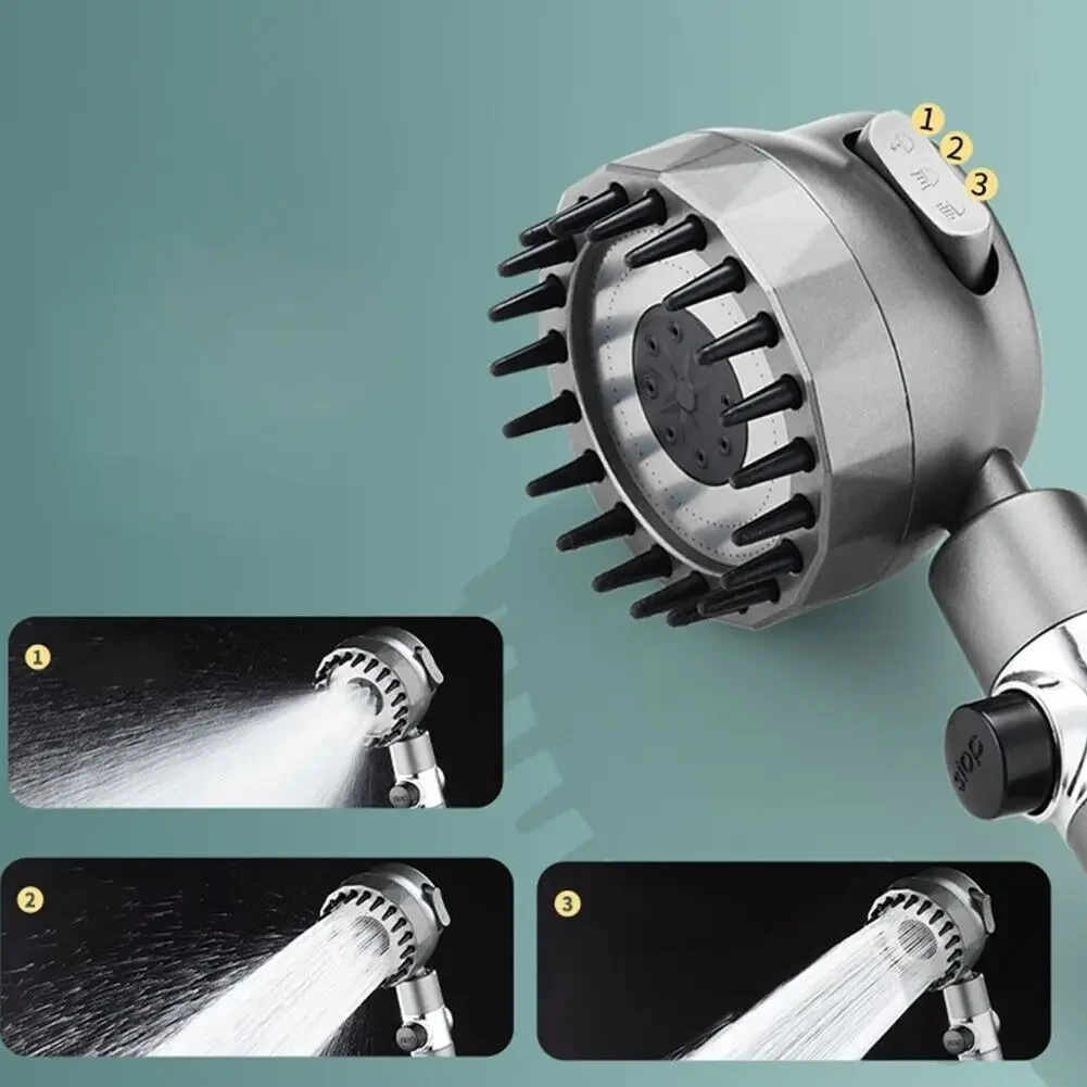 Воронка для душа массажная Shower Head 360° 4в1 кнопка выключения воды/3 режима/массажные шипы (12832845) - фото 7 Воронка для душа массажная Shower Head 360° 4в1 кнопка выключения воды/3 режима/массажные шипы (12832845) - фото 7