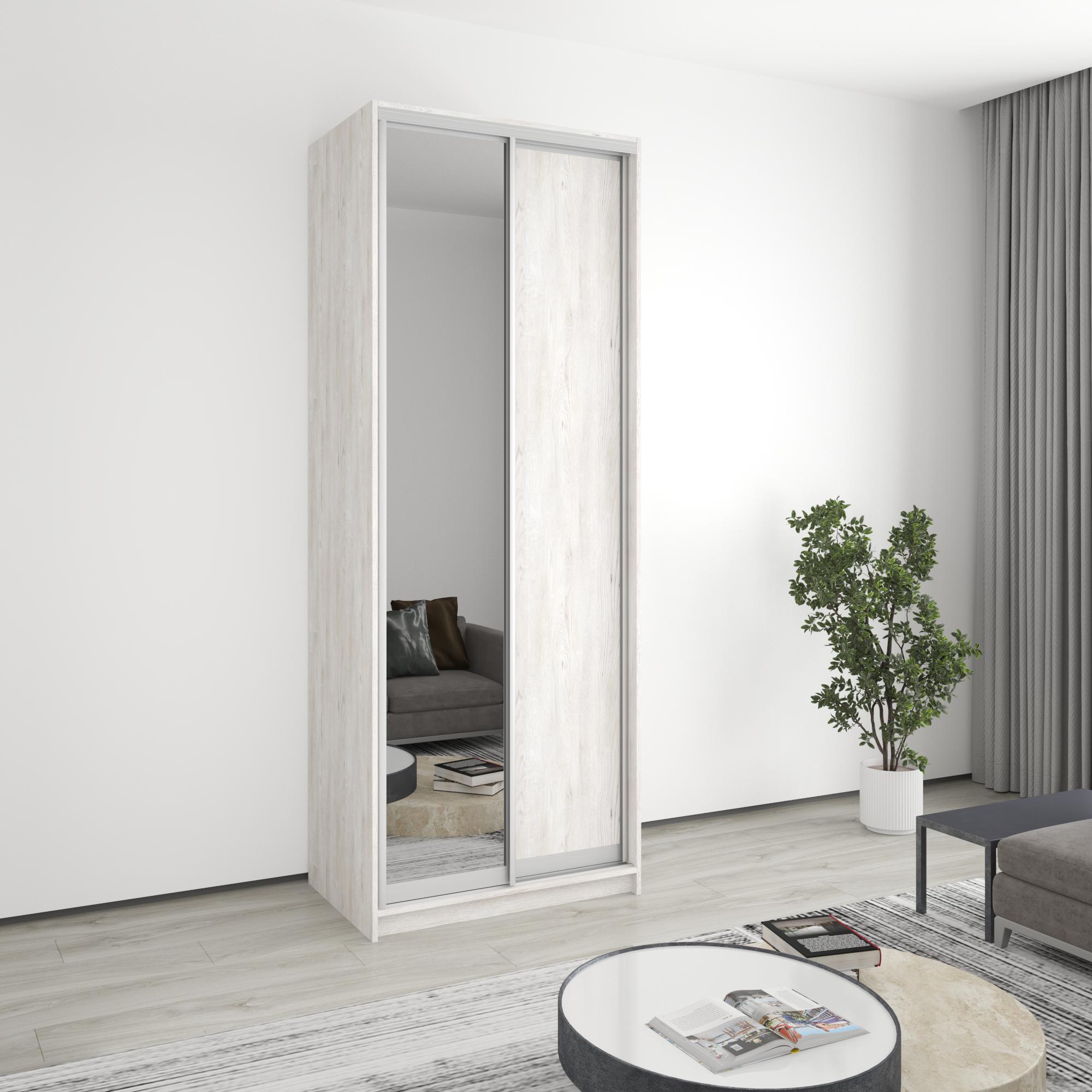 Шкаф-купе двухдверный MebelStar стандарт AL ДСП/зеркало 90x45x240 см Аляска серый (MBS-3707)