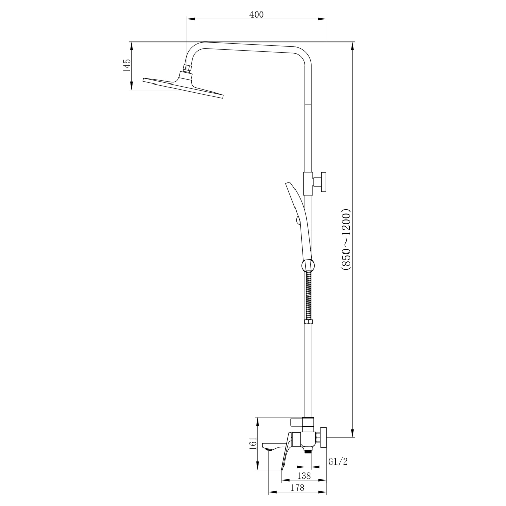 Душова система з виливом Qtap Vlasta QTVLA111GMB45651 на три споживачі Gunmetal Black (SD00051775) - фото 13