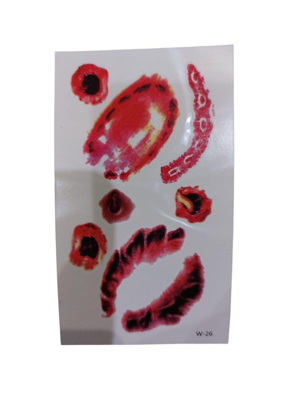 Наклейки тату на Хэллоуин раны 10x6 см Красный (900041)