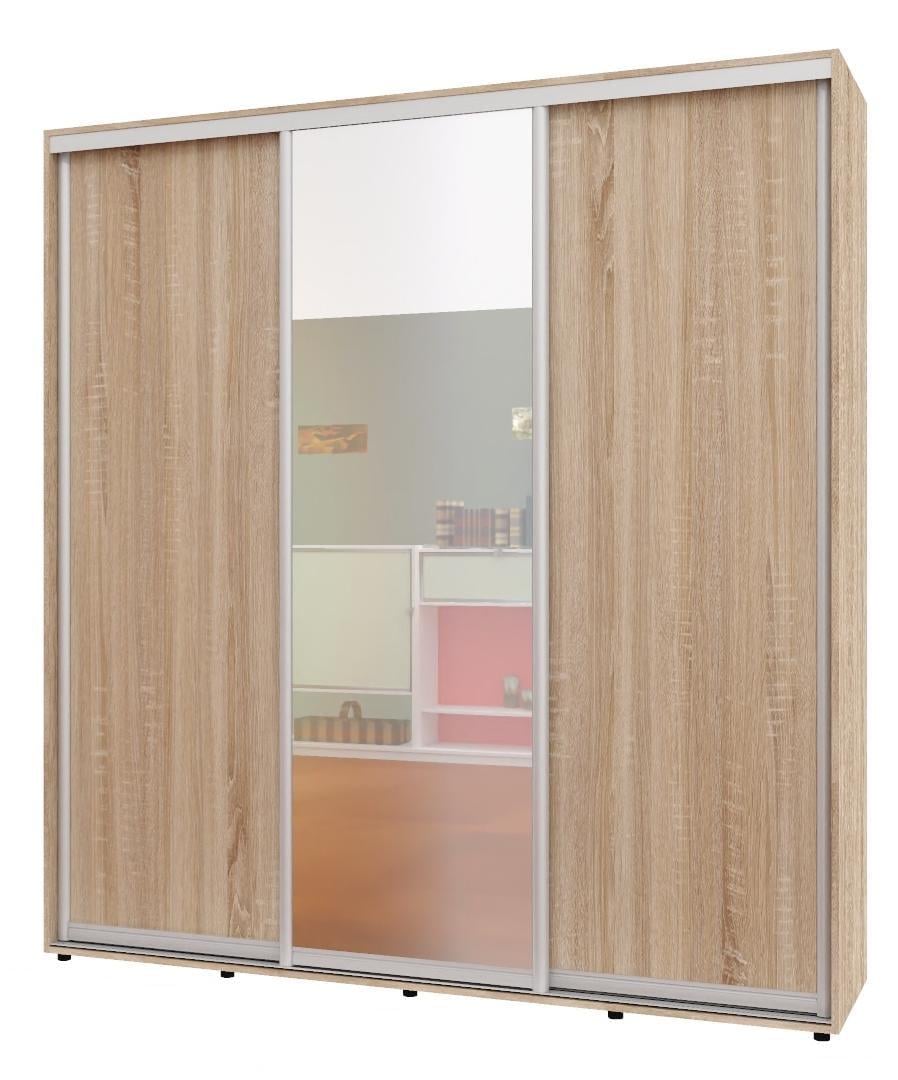 Шкаф-купе трехдверный Алекса ШК-04 ДСП/Зеркало/ДСП 220х60х210 см Дуб Сонома (86156)