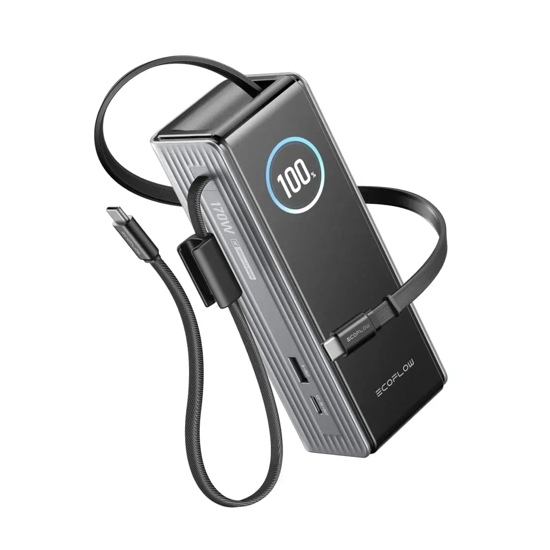 Повербанк EcoFlow Rapid 25000 mAh 170W со встроенным и выдвижным кабелями и дисплеем Silver (001176)